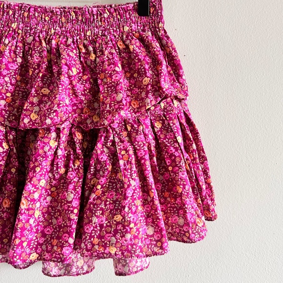 LoveShackFancy Ruffle Mini Skirt  | Cherry Wine | Size Small - Picture 9 of 14